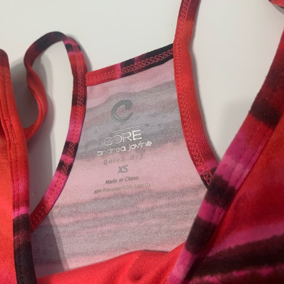 Red & pink stripped shirt sleeve workout top - Picture 2 of 4